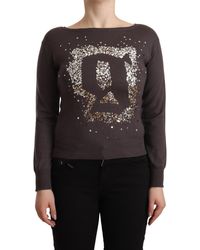 John Galliano - Brown Wool Sequined Long Sleeves Pullover Sweater - Lyst