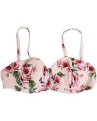 Dolce & Gabbana - Floral Print Swimsuit Beachwear Bikini Tops - Lyst