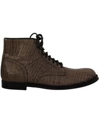 Dolce & Gabbana - Elegant Crocodile Derby Brogue Boots - Lyst