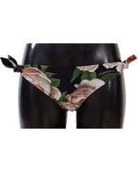 Dolce & Gabbana - Elegant Rose Print Bikini Bottom - Lyst