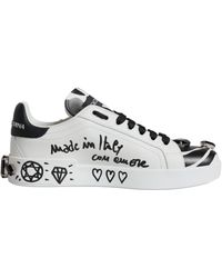 Dolce & Gabbana - White Crystal Portofino Low Top Sneaker Shoes - Lyst