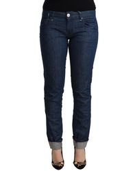 Acht - Blue Cotton Low Waist Skinny Denim Folded Hem Jeans - Lyst