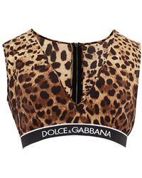 Dolce & Gabbana - Leopard Print Cropped V Neck Top - Lyst