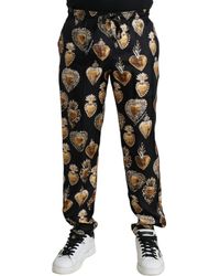 Dolce & Gabbana - Heart Print Silk Pajama Pants - Lyst