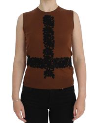 Dolce & Gabbana - Timeless Wool And Lace Sleeveless Vest - Lyst