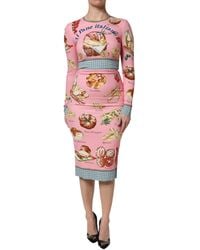 Dolce & Gabbana - Italian Bread Print Midi Dress - Lyst
