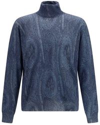 Etro - Blue Silk Turtleneck - Lyst
