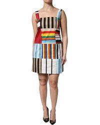 Dolce & Gabbana - Multicolor Cotton Stripe Sleeveless Dress - Lyst