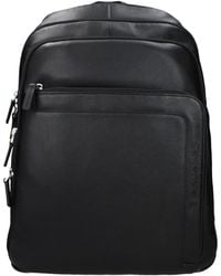 Piquadro - Black Leather Backpack - Lyst