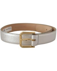 Dolce & Gabbana - Elegant Leather Belt With Engraved Buckle - Lyst