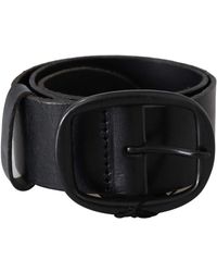 Plein Sud - Black Genuine Leather Oval Metal Buckle Belt - Lyst