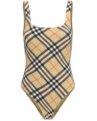 Burberry - Check Swimsuit - Lyst