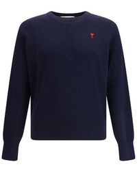 Ami Paris - Pull Col Rond Ami De Coeur - Lyst