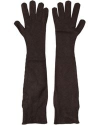 Dolce & Gabbana - Brown Cashmere Knitted Elbow Length Mitten Gloves - Lyst