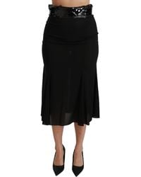 Dolce & Gabbana - High Waist Mermaid Midi Silk Skirt - Lyst