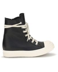 Rick Owens - Black Calf Leather Bos Taurus High Top Sneakers - Lyst