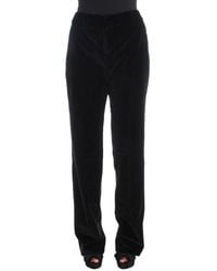 Ermanno Scervino - Black Velvet Cotton Straight Legs Pants - Lyst
