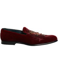 Dolce & Gabbana - Maroon Sequin Gemstone Dress Loafers Shoes - Lyst