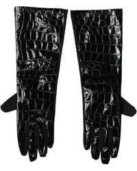 Dolce & Gabbana - Black Polyester Patterned Short Length Gloves - Lyst