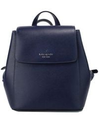 Kate Spade - Madison Navy Saffiano Leather Medium Flap Shoulder Backpack Bag - Lyst