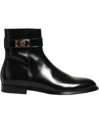 Dolce & Gabbana - Black Leather Logo Buckle Mid Calf Boots Shoes - Lyst