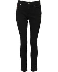 Dolce & Gabbana - Black Cotton Logo Skinny Mid Waist Denim Jeans - Lyst