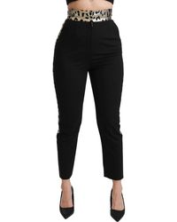 Dolce & Gabbana - Dolce Gabbana Black Cropped Skinny High Waist Wool Pants - Lyst