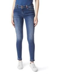 Gas - Blue Cotton Skinny Jeans - Lyst