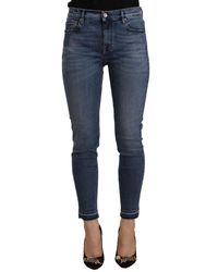 Don The Fuller - Blue Mid Waist Cotton Denim Slim Fit Cropped Jeans - Lyst