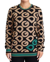 Dolce & Gabbana - Dolce Gabbana Dg Mania Wool Crewneck Pullover Sweater - Lyst