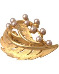 Dolce & Gabbana - Brass Leaf Embellished Jewelry Brooch Hair Pin - Lyst