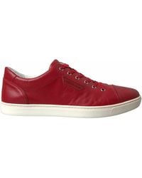 Dolce & Gabbana - Shoes Red Portofino Leather Low Top Mens Sneakers - Lyst