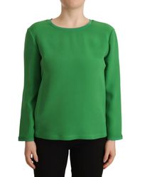 Armani - Green Silk Long Sleeves Round Neck Sweater - Lyst