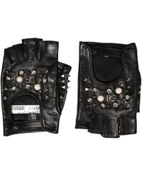 Dolce & Gabbana - Black Embellished Wrist Length Mitten Gloves - Lyst