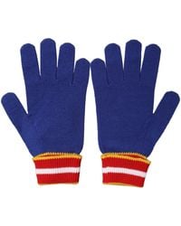 Dolce & Gabbana - Striped Wool Dg Logo Embroidered Gloves Virgin - Lyst