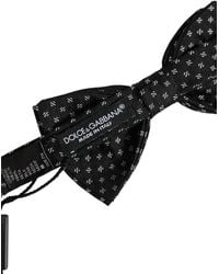 Dolce & Gabbana - Men Black Patterned Adjustable Neck Papillon Bow Tie - Lyst