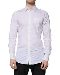 Dolce & Gabbana - White Cotton Long Sleeves Gold Dress Shirt - Lyst