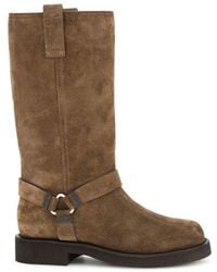 Brunello Cucinelli - Brown Calf Leather Bos Taurus Flat Boots - Lyst