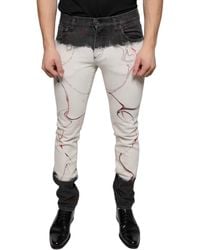 Dolce & Gabbana - Printed Skinny Denim Jeans - Lyst