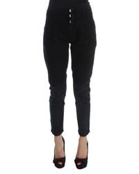 CoSTUME NATIONAL - Cotton Slim Fit Cropped Jeans Black Sig30119 - Lyst