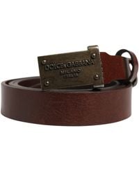 Dolce & Gabbana - Brown Leather Logo Metal Buckle Men Belt - Lyst