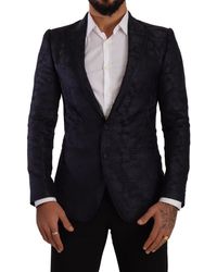 Dolce & Gabbana - Blue Floral Jacquard Silk Coat Martini Blazer - Lyst