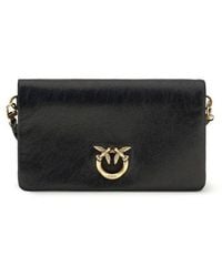 Pinko - Black Calf Leather Bos Taurus Shoulder Bag - Lyst