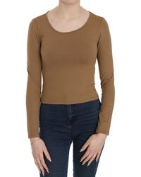 Gianfranco Ferré - Long Round Neck Sleeve Fitted Tops Brown Tsh3931 - Lyst