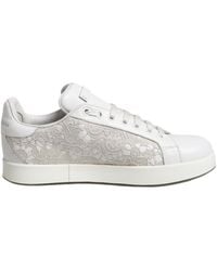 Dolce & Gabbana - White Lace Leather Low Top Sneaker Shoes - Lyst