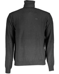 La Martina - Elegant Black Turtleneck Sweater With Embroidery - Lyst