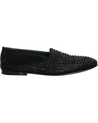 Dolce & Gabbana - Black Rhinestone Embellished Loafers Shoes - Lyst