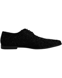 Dolce & Gabbana - Black Embellished Suede Derby Formal Shoes - Lyst