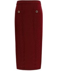 Alessandra Rich - Bordeaux Wool Oves Aries Midi Skirt - Lyst