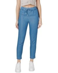ONLY - Blue Lyocell Casual Pants - Lyst